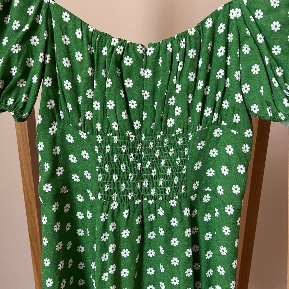 Reformation Green Floral Puff Sleeve Mini Corbin Dress in Hannah - Picture 8 of 10